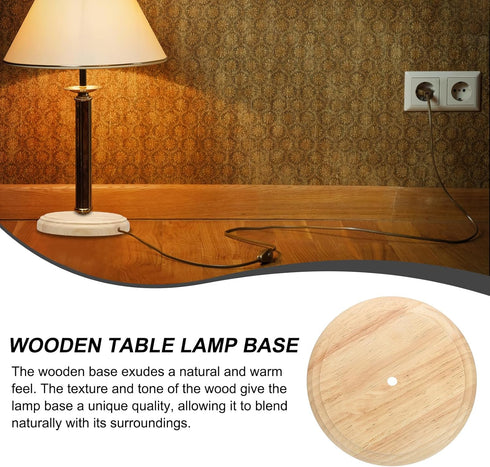 7.5" 1.3" PATIKIL x Wooden Lamp Base, Round Solid Wooden Base Wood Desk Lamp Display Stand Replacement for Bedroom