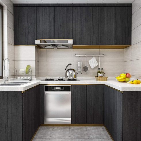 WESTICK Black Peel and Stick Wallpaper for Countertops, Vinyl Countertop Peel and Stick Contact Paper for Cabinets