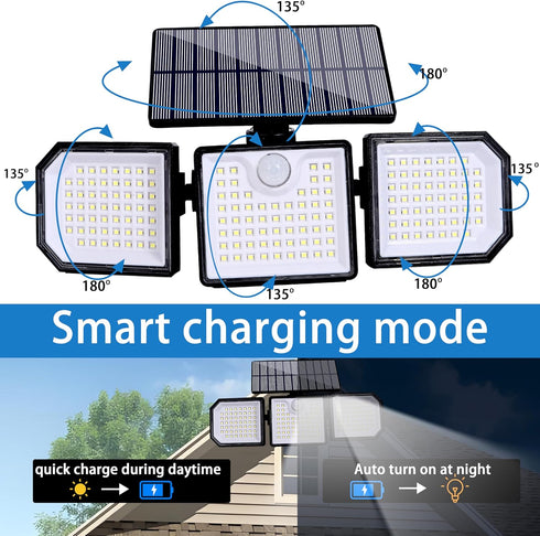 siarenomo Lights,2500LM 167 LightsIP65 Waterproof270Wide 3 Modes3 (2) Solar Outdoor LED Motion Sensor Outdoor Angle