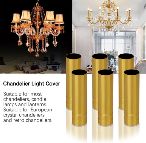 Generic 6PCS 25 100mm Gold Metal Chandelier Candle Light Cover Sleeves Replacement Part Chandelier Cover Tube x