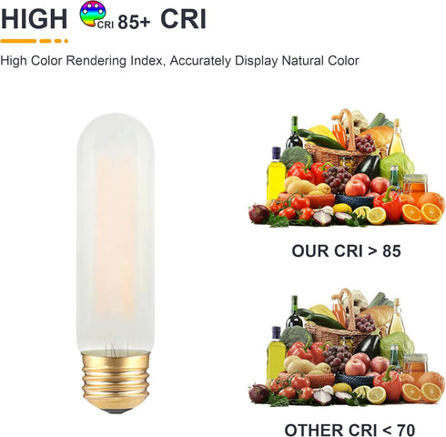T10 Bulb- Dimmable E26 Bulbs 40W 2700K 4W Bulbs 6 Count LED Frosted LED Chandelier Tube Equivalent- Soft Warm- Vintage