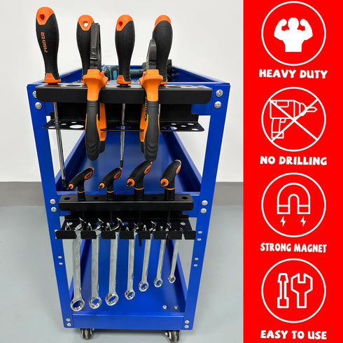 Organizer,Set 2 ULIBERMAGNET Magnetic Screwdriver Holder,Magnetic Wrench Holder,Heavy Duty Black Metal Tool Storage