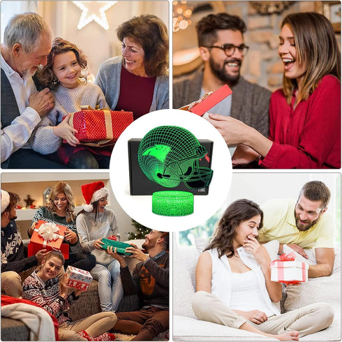 Helmet Shape 3D Optical Illusion Night Light Table Lamp, Gifts for Panthers Fans, Men, Women, Kids