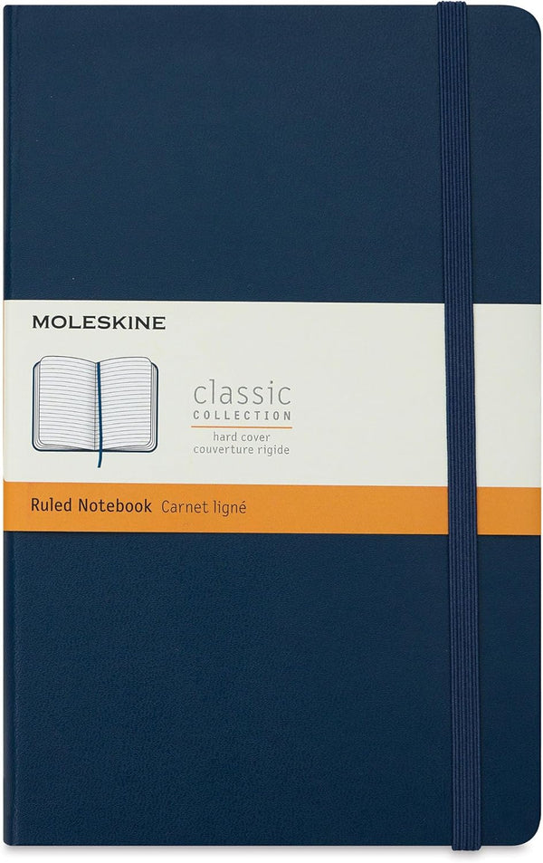 Moleskine Classic Notebook, Hard Cover, Large (5" x 8.25") Ruled/Lined, Sapphire Blue, 240 Pages