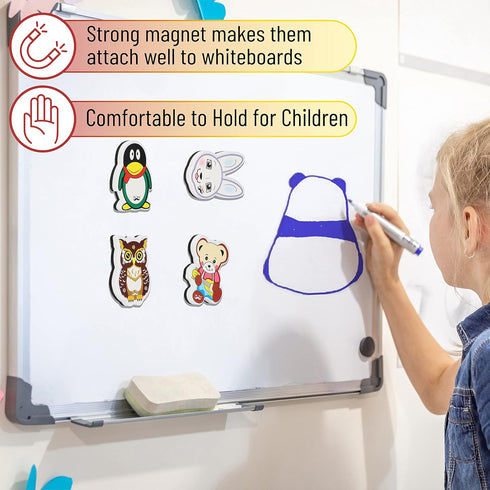 Mr. Pen Whiteboard Eraser for Kids - Cute Magnetic Dry Erase Erasers, 6 Pack for Classroom