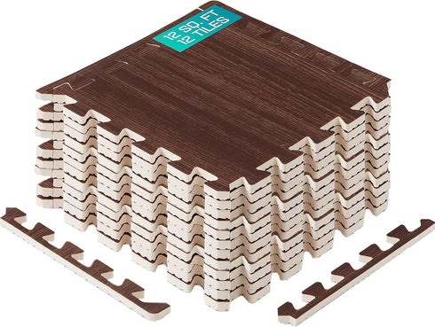 Yes4All EVA Interlocking Mats, Puzzle Floor Tiles, Foam Floor Padding with Border