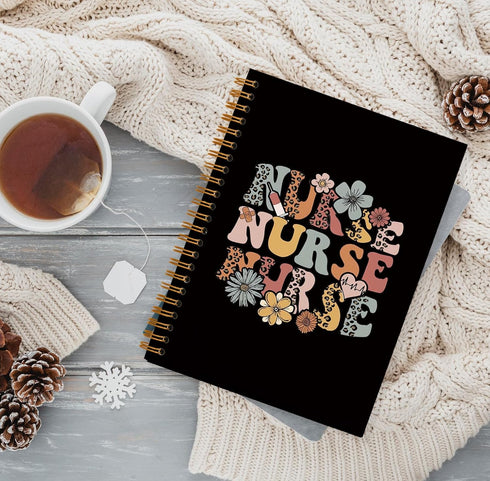 Nurse Gifts Hardcover College Spiral Notebook Journal for Work Notes,Nurse Appreciation Gifts,Nursing Student Graduation Gifts,Black Reading Journals for Nurse Friend 5.5x8.3 by QUICQOD