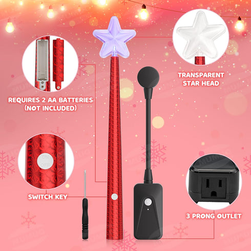 Magic Christmas Light Wand Wireless Magic Remote Wand Switch Kit with Music Surpised for Kids Remote Control Outlet