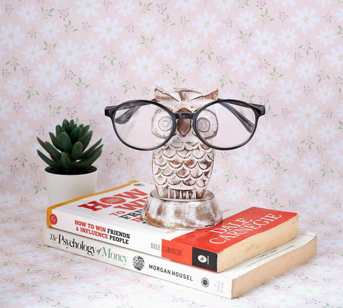 Birthday Gifts for Women Wooden Owl Glasses Holder Night Stand Reading Eyeglass Spectacle Retainer Gifts for Adults