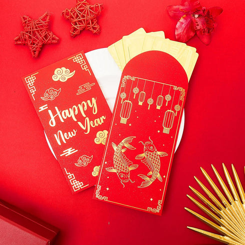 Henoyso Chinese Red Envelopes, 36 Pack, 3.5 x 6.7'' CNY Red Pocket Envelopes for New Year Celebrations