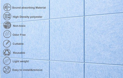Felt Wall Tiles Bulletin Board - Large Cork Board Alternative, 12 Pack 11.81”x11.81”x0.47” for Home Office School