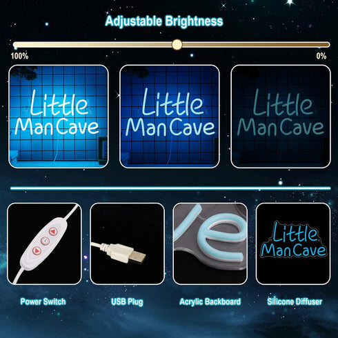 YuanDian Little Man Cave Neon Sign, Neon Lights for Bedroom Gamer Room Wall Decor, Gift Ideas for Teen Boys Nephew Son