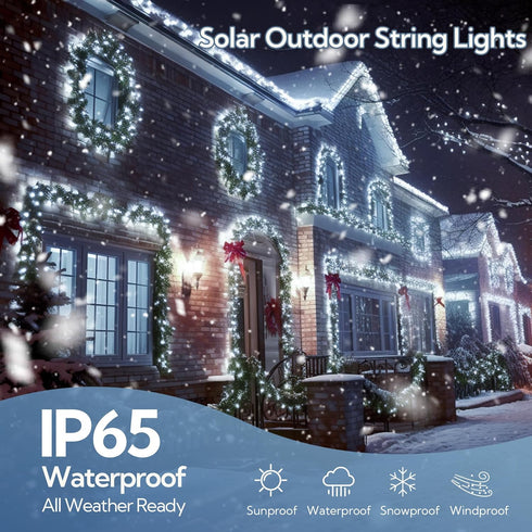 2 Pack 144ft 400 8 woohaha Solar String Lights,Total LED Solar White Christmas Lights Outdoor with Remote and Timer