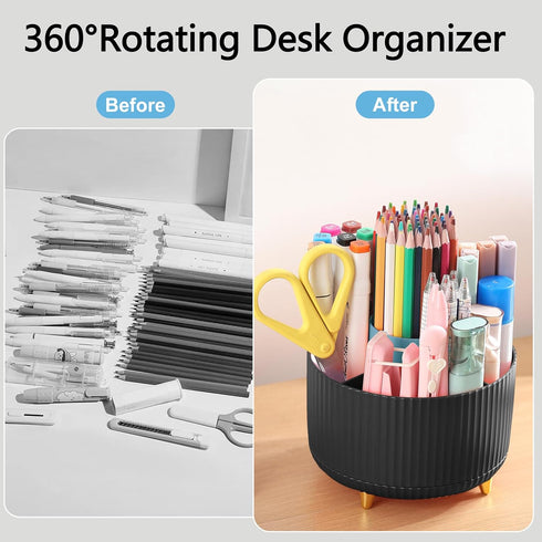 Black Office Supplies Desk Accessories, 360° Pen Holder, Tape Dispenser, Stapler, Staple Remover, 1000 Staples, Ruler,