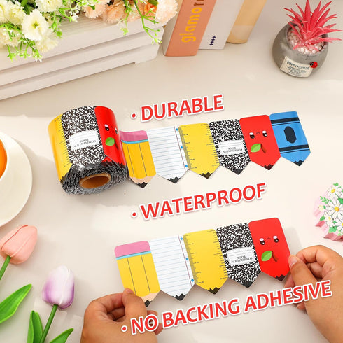 65.6Ft Whaline Back to School Pencil Bulletin Board Border Composition Notebook Apples Crayon Die Cut Trim Border Roll