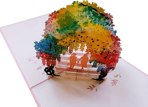 iGifts And Cards Lesbian Rainbow Wisteria Flower Tunnel 3D Pop Up Greeting Card for Wedding, Anniversary