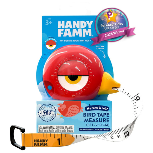 Handy Famm 8ft Red Bird Tape Measure for Kids STEM Educational Tool