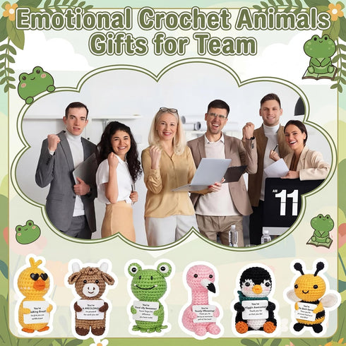 FineCheer 6 Set Employee Appreciation Gifts Emotional Crochet Animals for Coworkers Positive Support Crochet
