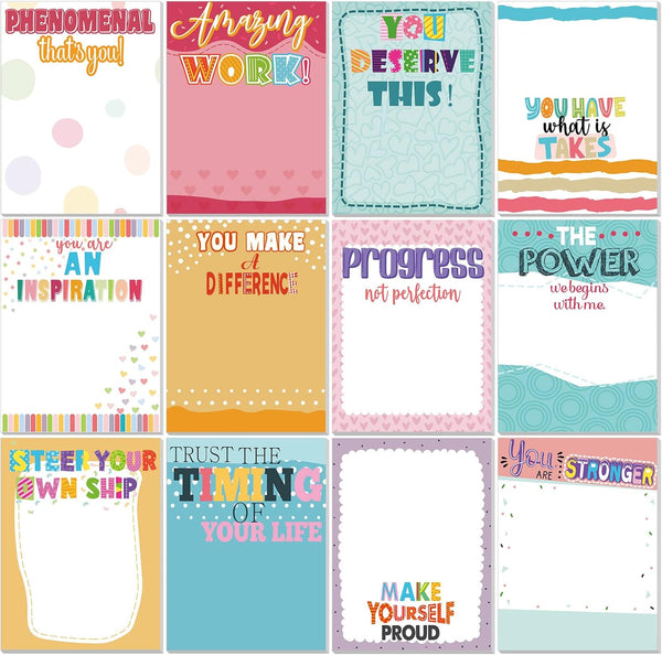 Empowering Sticky Note Pads 12 Pieces, 3" x 4" Motivational Educator Sticky Notes for Teacher Students Office Supplies
