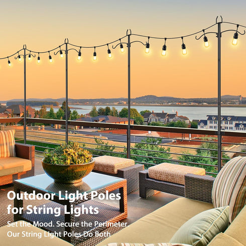 2 Pack 9FT ETELI Light Poles for Outside, String Light Poles with Ground Stakes, Heavy Duty Outdoor Light Poles