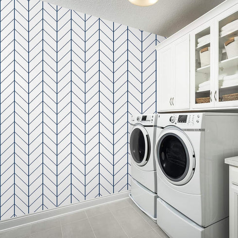 LXCREAT Removable Wallpaper Blue/White Stripes, Peel and Stick Vinyl for Home Renovation 17.71 in X 118 in
