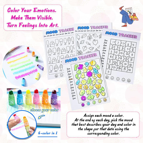 Set 126-Day Mood Tracker Journal for Teen Girls & Women | Guided Mental Health & Self-Care Planner with Daily Check