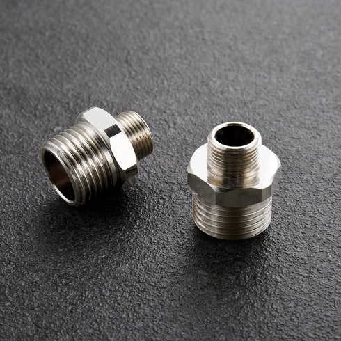 1/2 to 3/8 Reducer Faucet Adapter - Compression Brass Pipe Fitting for RV Kitchen Plumbing, 2 Pack