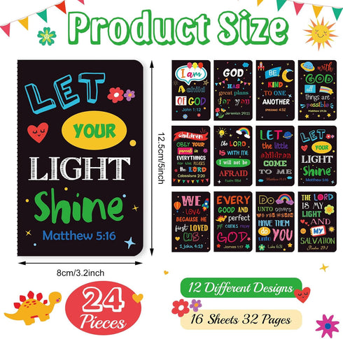 Bible Verse Notebook Christian Inspirational Mini Notepads Scripture Small Notebook Religious Motivational Small Pocket Notepads Christian Gifts for Kids School Office(Simple, 24 Pcs)