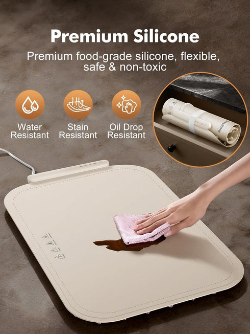 3 Countertop Food Warming Mat, Food Warming Tray with Adjustable Temperature, Full Surface Heating Electric Warming