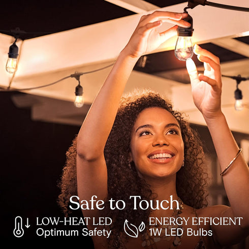 24 Commercial 7 1W Bulbs, Dimmable Brightech Ambience Pro LED String Lights - Ft Grade Patio Lighting Outdoor