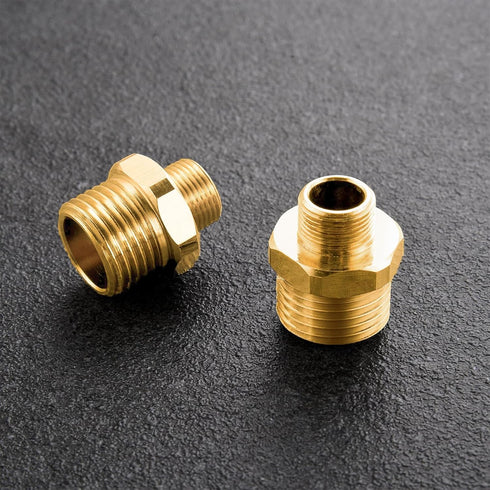 RV Faucet Adapter 1/2" to 3/8" Reducer, Brass Kitchen Faucet Supply Line Adapter, 3/8" Compression Fitting, 2 Pieces