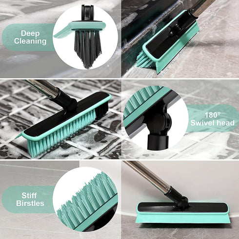 RarefRoom Grout Cleaner Brush with Long Handle, V-Shaped Floor Scrub Brush Swivel Grout Brush Stiff Bristle Floor Grout