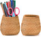 Hacaroa Set of 2 Handmade Rattan Pencil Holders for Desk, Wicker Pen Cup and Makeup Brush Organizer