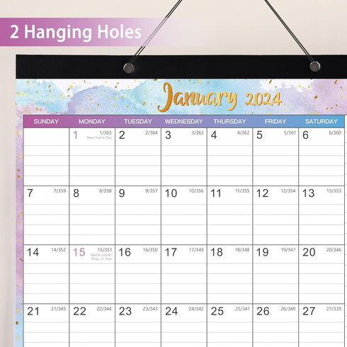 Magnetic Calendar for Fridge 2024, 10'' x 10'', Jan-Dec, 6 Topic Design with Ruled Blocks