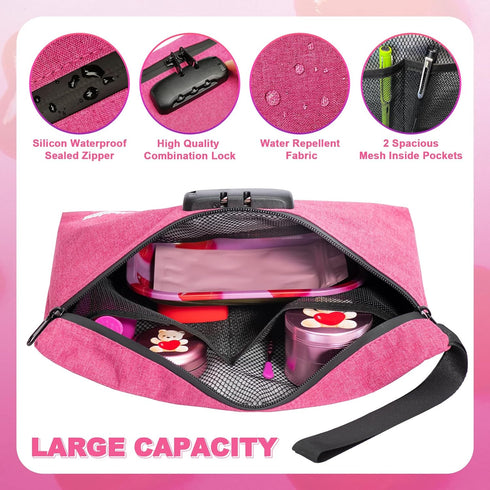 MAICHENG Storage Bag with Combination Lock Large Storage Container Travel Medicine Lock Bag Water Resistant Money Organizer Pouch Great Christmas Gift