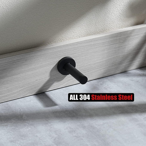 JQK Door Stopper Black, 304 Stainless Steel Sound Dampening Door Stop Bumper Protector, 2 Pack