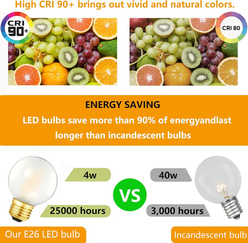 G16.5 Bulb 4W 40W Bulb, Dimmable G16 1/2 Bulb 4000k,400LM AC120V, E26 Bulbs Vanity,6Pack (4W-4000K) Frosted LED Equal