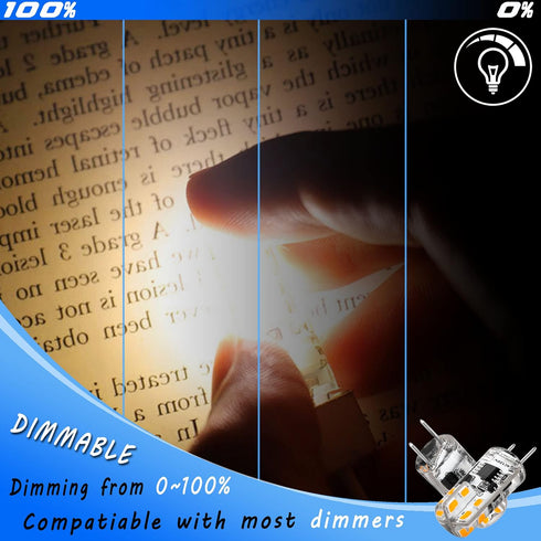 Dimmable G8 LED Light Bulbs 3W Equivalent 20W 25W Halogen 2700K Warm White 300lm, G8 Base, 10 Pack