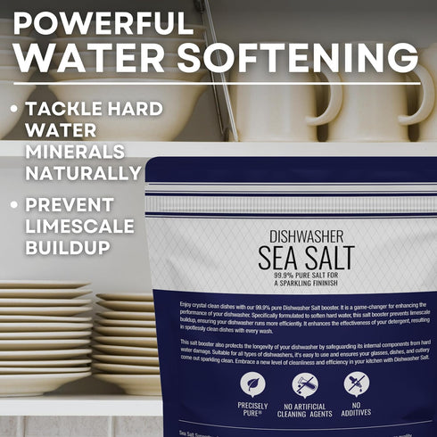 5 lb Dishwasher Salt, Natural Water Softener, Food Grade Coarse Sea Salt Compatible with Miele, Thermador, Whirlpool