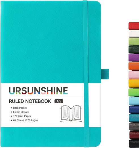 Classic Ruled Notebook/Journal - Hardcover Lined Journal/Notebook, 5.3" x 8.26", Thick Paper, Banded + Pen Holder +
