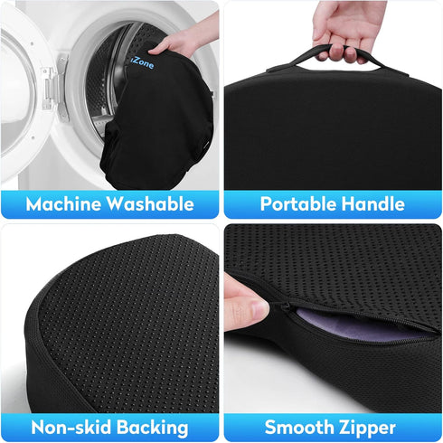 Seat Cushion for Office Chair, Car Seat, Airplane, Bleacher, Non-Slip Chair Pad, Memory Foam Butt Pillow for Desk,