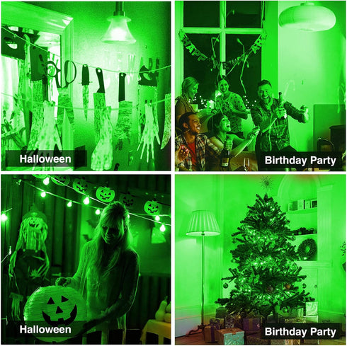 Green Light Bulb, 9W 800LM LED A19 E26 Base, Outdoor Decorative Holiday Light Bulbs, 3-Pack