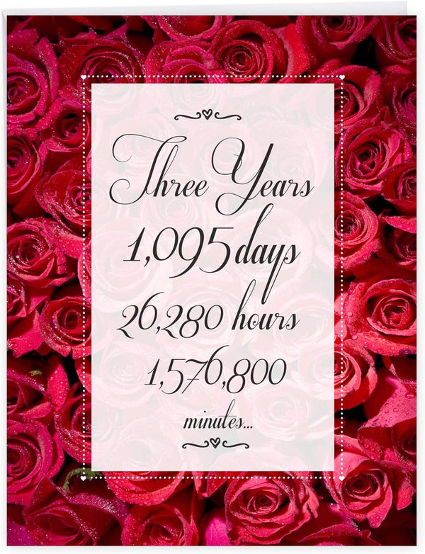 NobleWorks 3rd Wedding Milestone Anniversary Notecard Jumbo 8.5 x 11 - Marriage of 3 Years w/Envelope