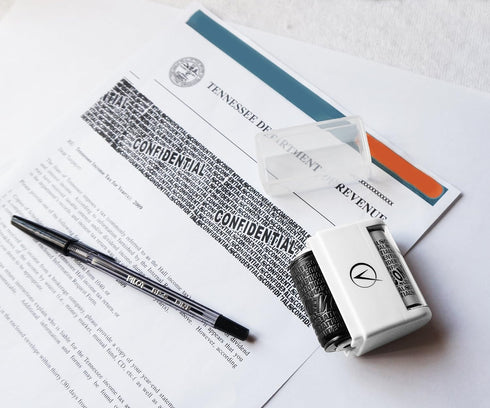 6 Vantamo Identity Theft Protection Roller Stamp for Hiding Sensitive Information, Wide Confidential Stamp with Ink