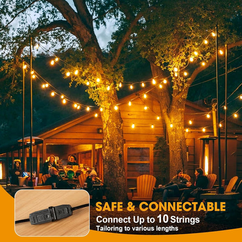 50FT 16 S14 Bulbs(1 2700K Commercial GvvooHome LED Outdoor String Lights with Shatterproof Waterproof Replaceable