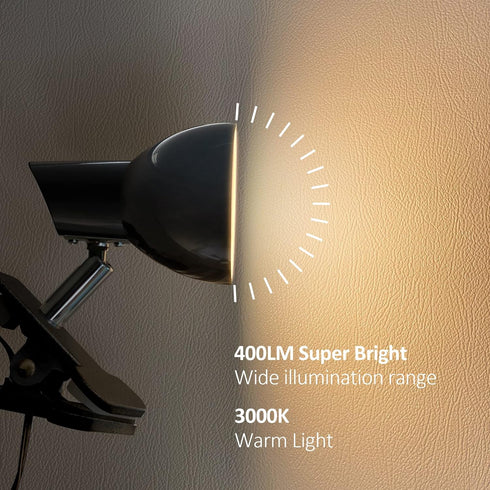 Clamp Light, Super Bright Clip Lamp for Book Reading in Bed Headboard Light, Easy to Attach Illumination Powerful Small Compact Clamp Lamp Black by TOPMB