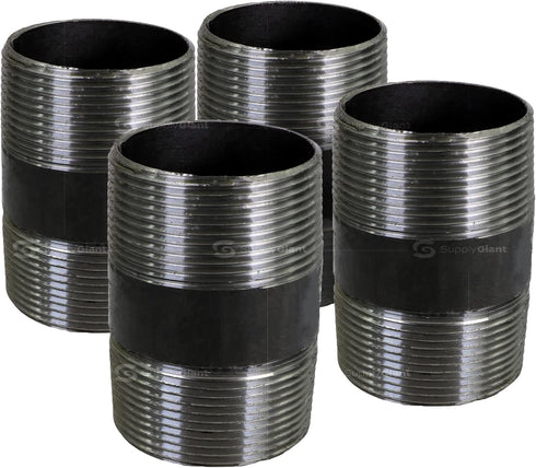 Everflow Supplies NPBL3425-4 Steel Nipple Pipe, Pack of 4, Black