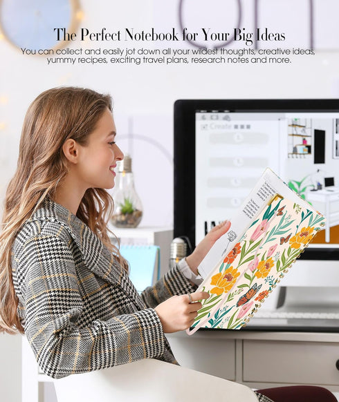Cute Spiral Notebook Journal for Women, 200 Pages Lined Notebooks 8.5” x 11”, A4 Large Hardcover Spiral Journals with