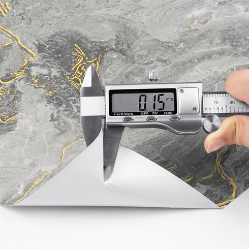 Stickyart Thick Grey Gold Liquid Marble Contact Paper for Cabinets, Peel and Stick Countertops for Kitchen Waterproof