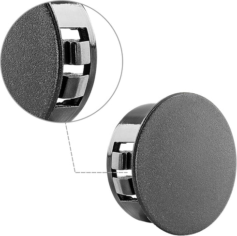 Murtenze 30 Pcs 16mm Black Hole Plugs - Plastic Flush Type Panel Fastener Covers for Kitchen Cabinet Furniture